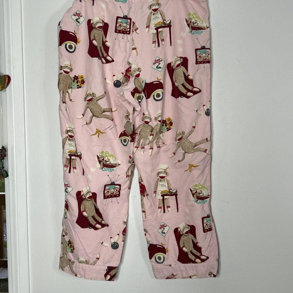 Nick & Nora Pajama Set Womens Medium Sock Monkey Sleepwear Pajamas Top Pants - Picture 6 of 9